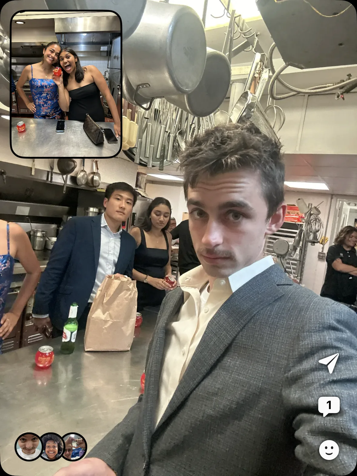 kitchen raid, still in formal clothes